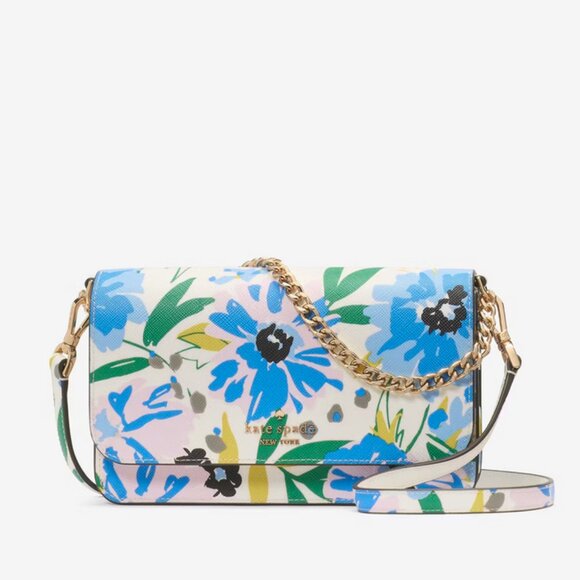 Kate Spade Madison Floral Festival Willow Mini Convertible Crossbody Cream Multi - Picture 2 of 6